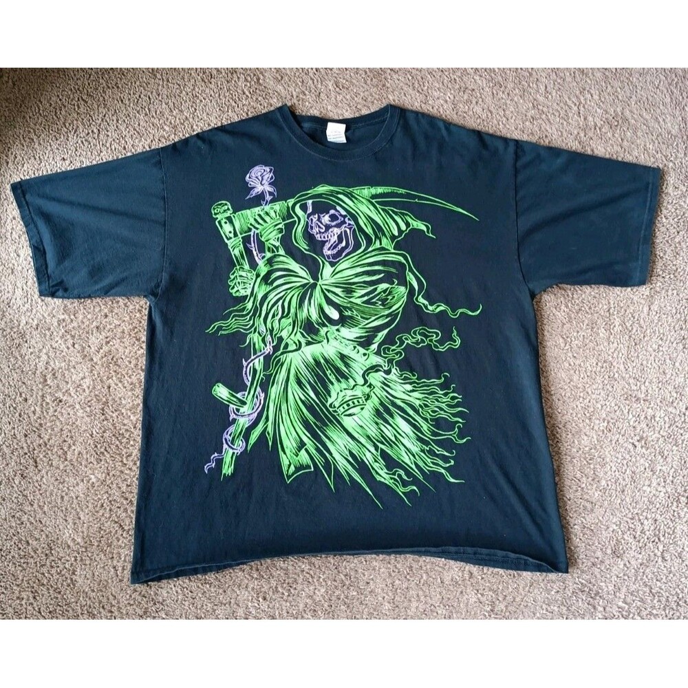 Grim Reaper T-Shirt Men's Size 3XL Graphic Print Black Shirt